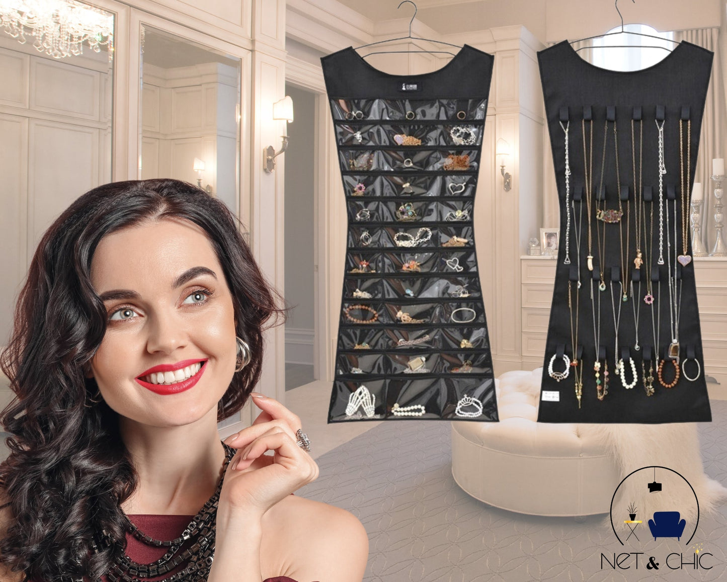 Cintre double rangement bijoux | Ecrin Divin™ - NET ET CHiC