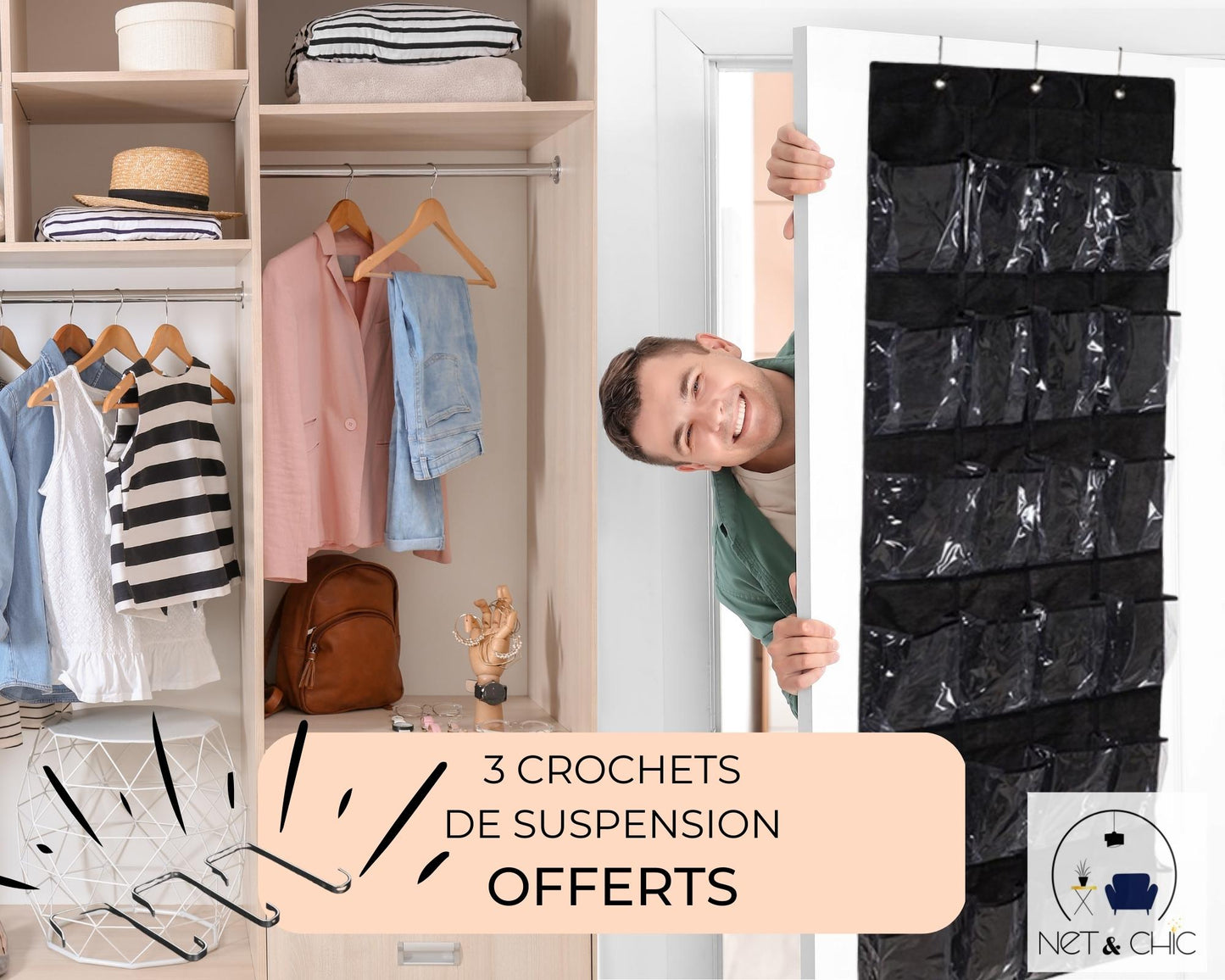 Rangement pour Chaussures & Accessoires | Extension Dressing Invisible ™ - NET ET CHiC